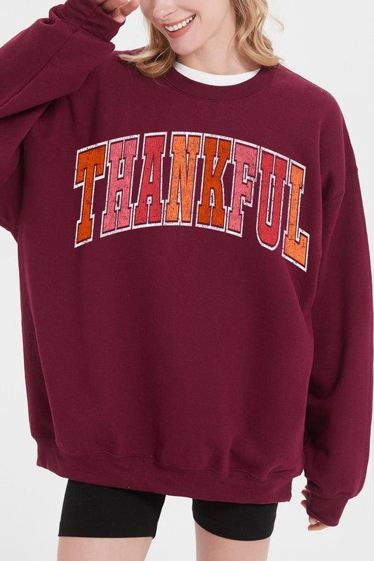 Thankful Graphic Fleece Sweatshirts - Bitsy Gypsy Boutique