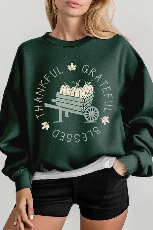 Thankful Grateful Blessed Graphic Sweatshirts - Bitsy Gypsy Boutique