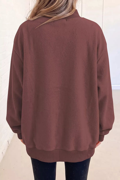 Thanksgiving High Neck Slogan Graphic Pullover Sweatshirt - Bitsy Gypsy Boutique
