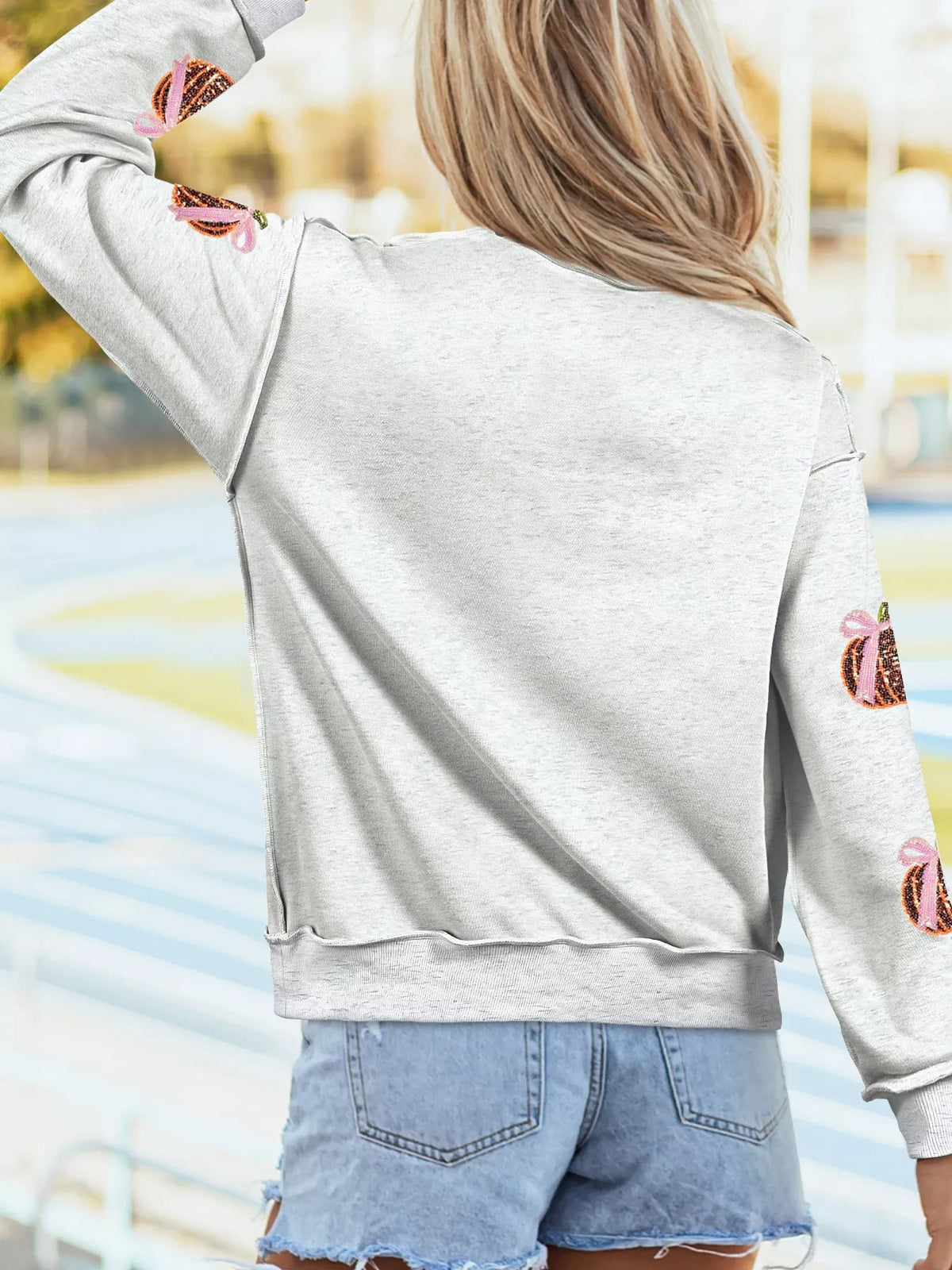 Thanksgiving Sequin Pumpkin High Neck Holiday Sweatshirt - Bitsy Gypsy Boutique