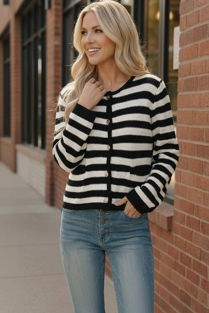 The Parisian Stripe Cardigan - Bitsy Gypsy Boutique