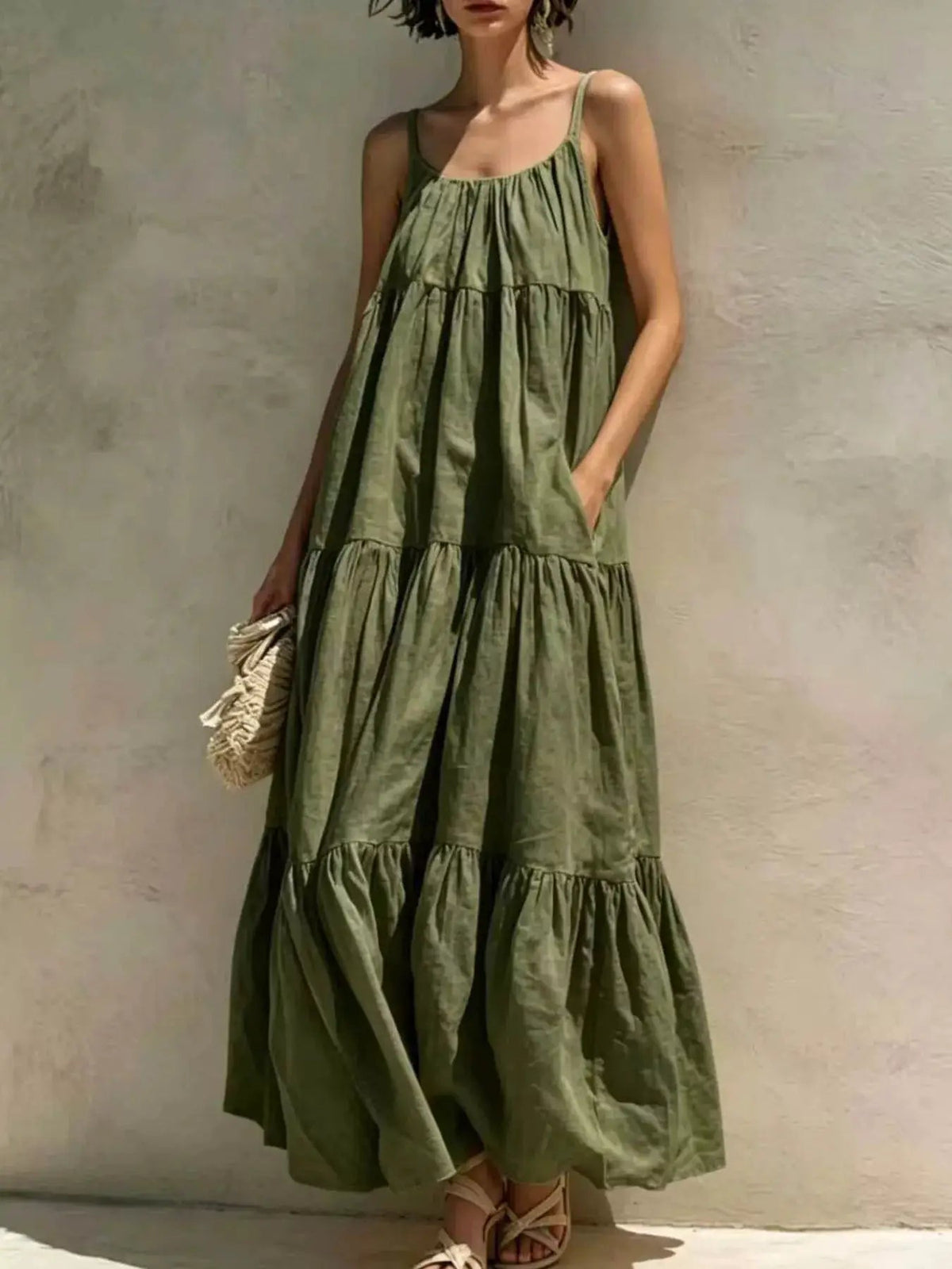 Tiered Scoop Neck Maxi Dress - Bitsy Gypsy Boutique