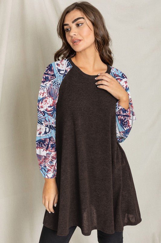 Tropical Sleeve A line Tunic Dress - Bitsy Gypsy Boutique