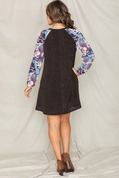 Tropical Sleeve A line Tunic Dress - Bitsy Gypsy Boutique