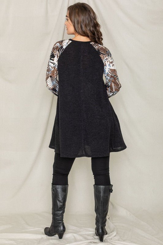 Tropical Sleeve A line Tunic Dress - Bitsy Gypsy Boutique