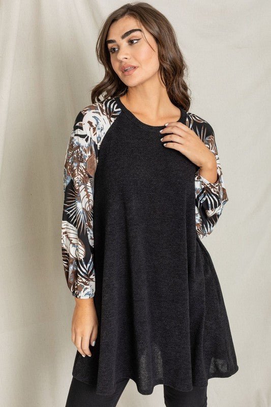 Tropical Sleeve A line Tunic Dress - Bitsy Gypsy Boutique