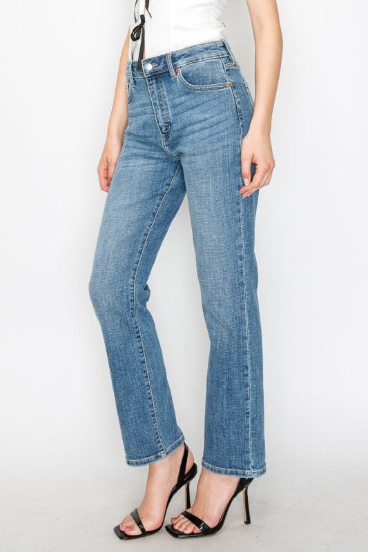 Tummy Control High Rise Slim Straight Jeans - Bitsy Gypsy Boutique