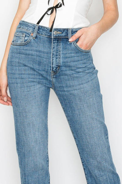 Tummy Control High Rise Slim Straight Jeans - Bitsy Gypsy Boutique