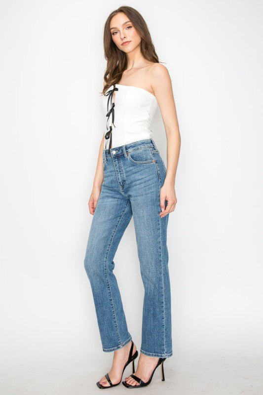 Tummy Control High Rise Slim Straight Jeans - Bitsy Gypsy Boutique