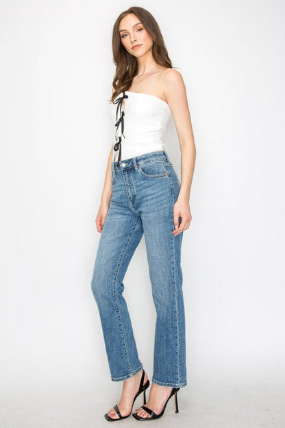 Tummy Control High Rise Slim Straight Jeans - Bitsy Gypsy Boutique