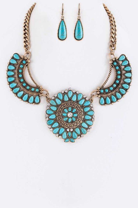 Turquoise Statement Necklace Set - Bitsy Gypsy Boutique