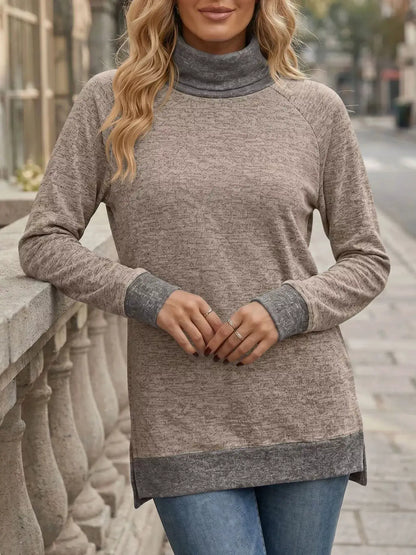 Turtleneck Raglan Sleeve T-Shirt by Trendsi