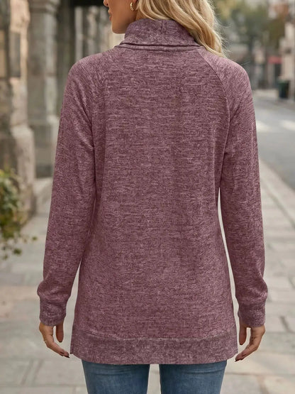 Turtleneck Raglan Sleeve T-Shirt by Trendsi