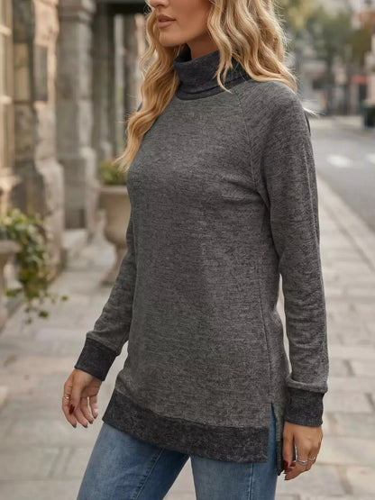 Turtleneck Raglan Sleeve T-Shirt by Trendsi