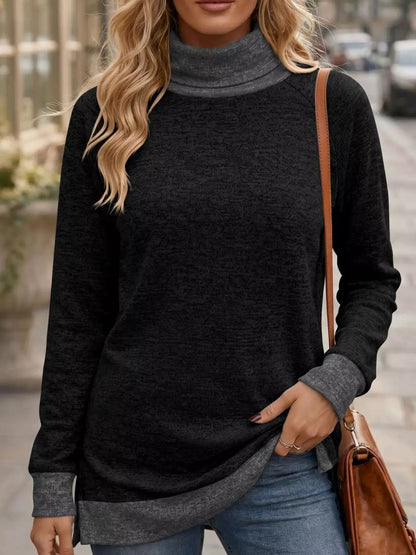 Turtleneck Raglan Sleeve T-Shirt by Trendsi