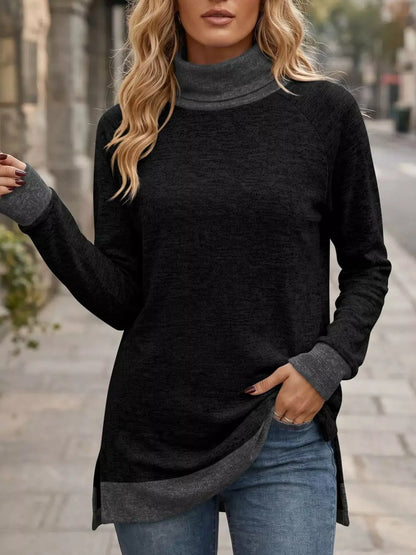 Turtleneck Raglan Sleeve T-Shirt by Trendsi