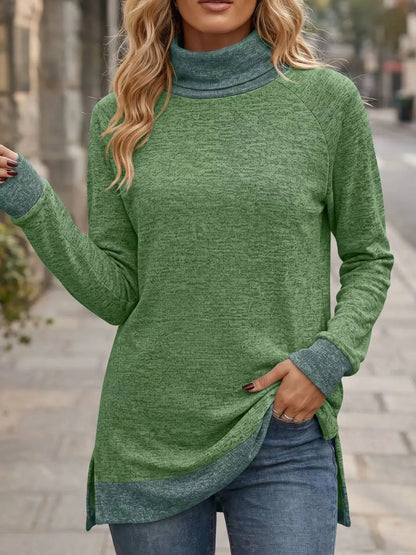Turtleneck Raglan Sleeve T-Shirt by Trendsi