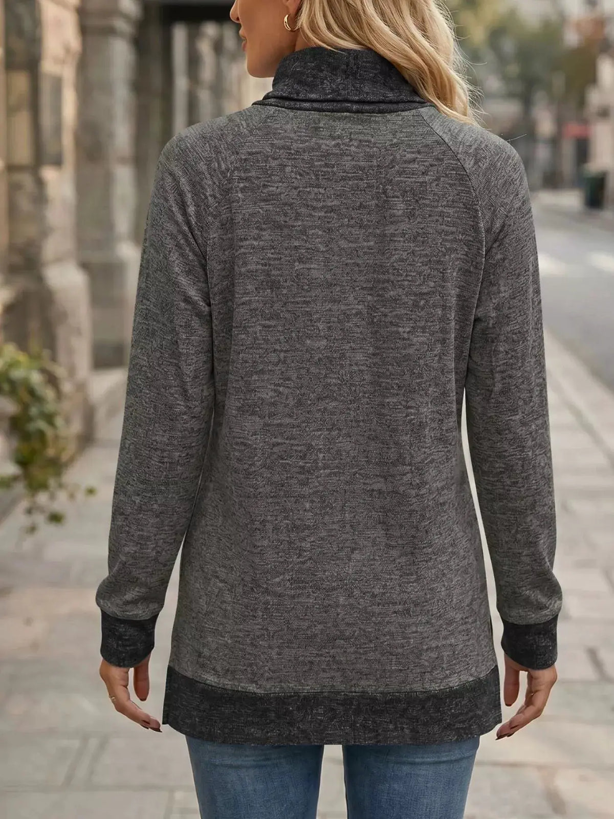 Turtleneck Raglan Sleeve T-Shirt by Trendsi