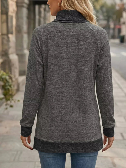 Turtleneck Raglan Sleeve T-Shirt by Trendsi