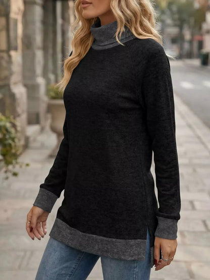 Turtleneck Raglan Sleeve T-Shirt by Trendsi