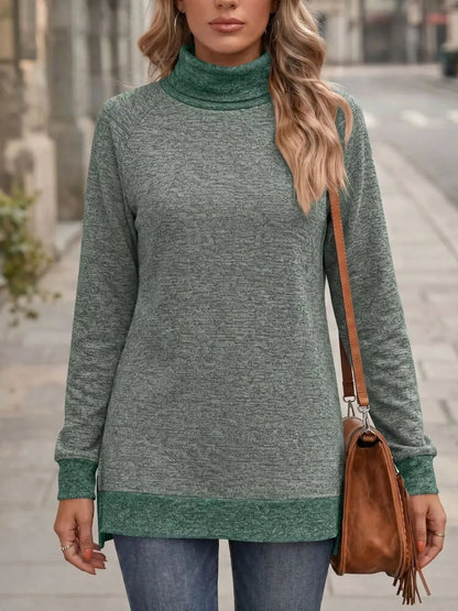 Turtleneck Raglan Sleeve T-Shirt by Trendsi