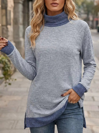 Turtleneck Raglan Sleeve T-Shirt by Trendsi