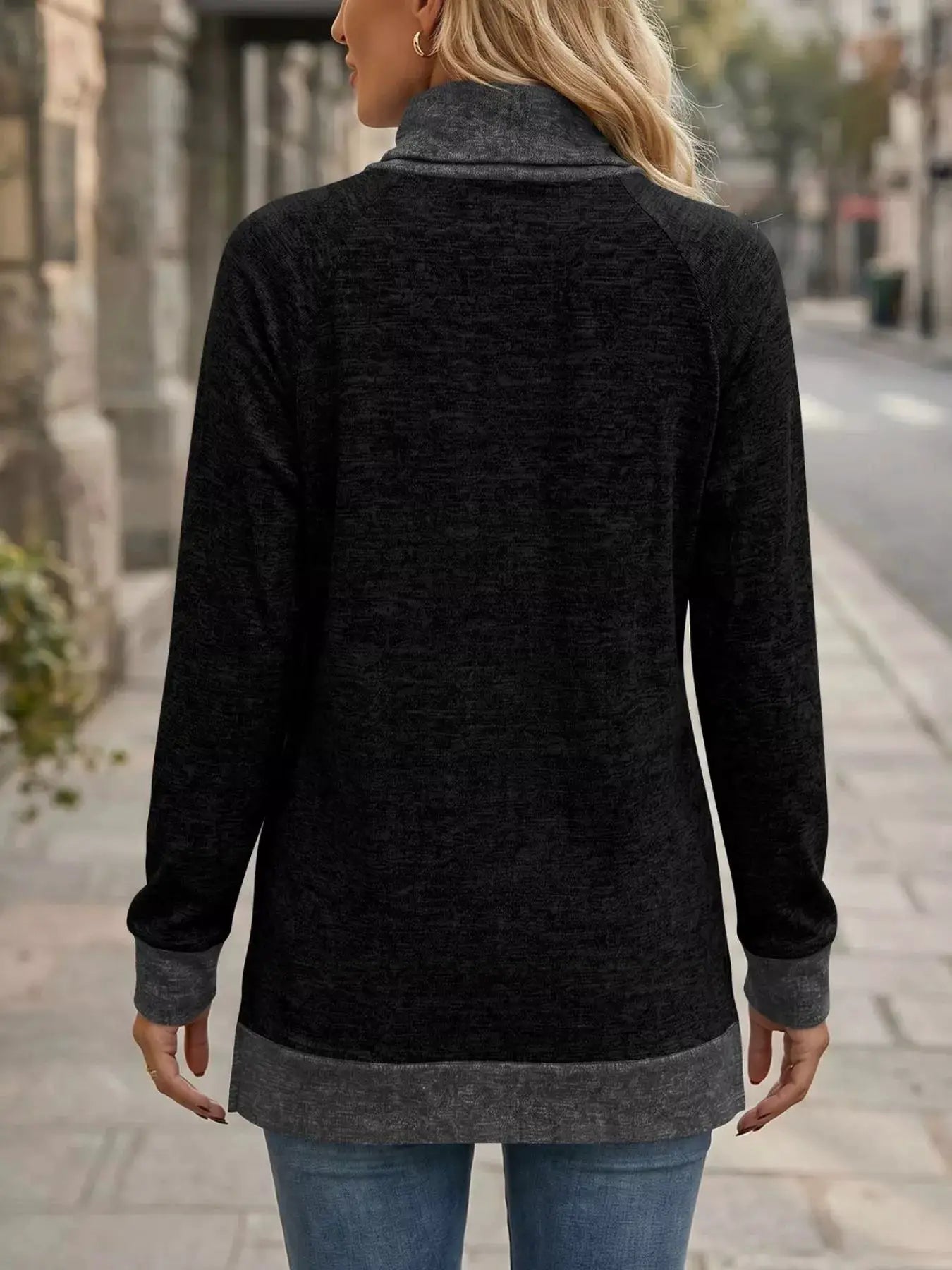 Turtleneck Raglan Sleeve T-Shirt by Trendsi