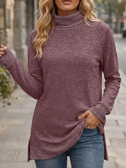 Turtleneck Raglan Sleeve T-Shirt by Trendsi
