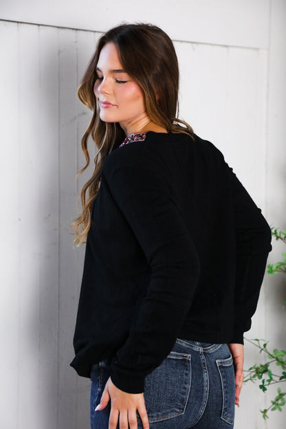 Twilight Charms Beaded V Neck Sweater - Bitsy Gypsy Boutique
