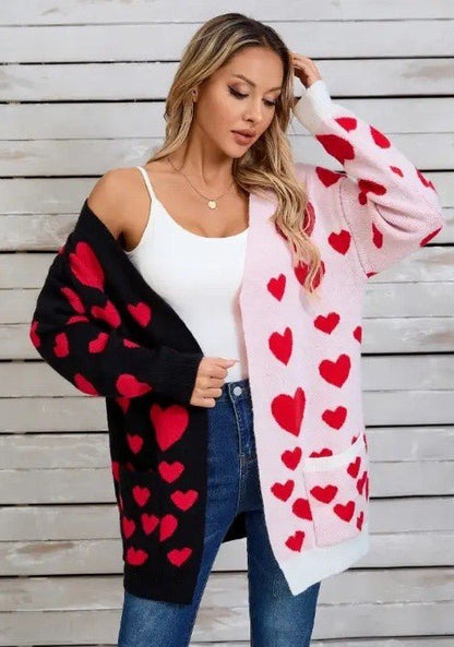 Two Tone Heart Cardigan - Bitsy Gypsy Boutique
