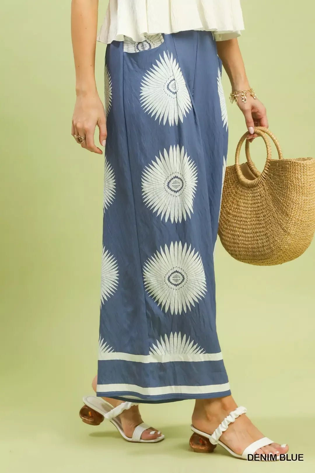 Umgee Abstract Border Print Wide Leg Pants - Bitsy Gypsy Boutique