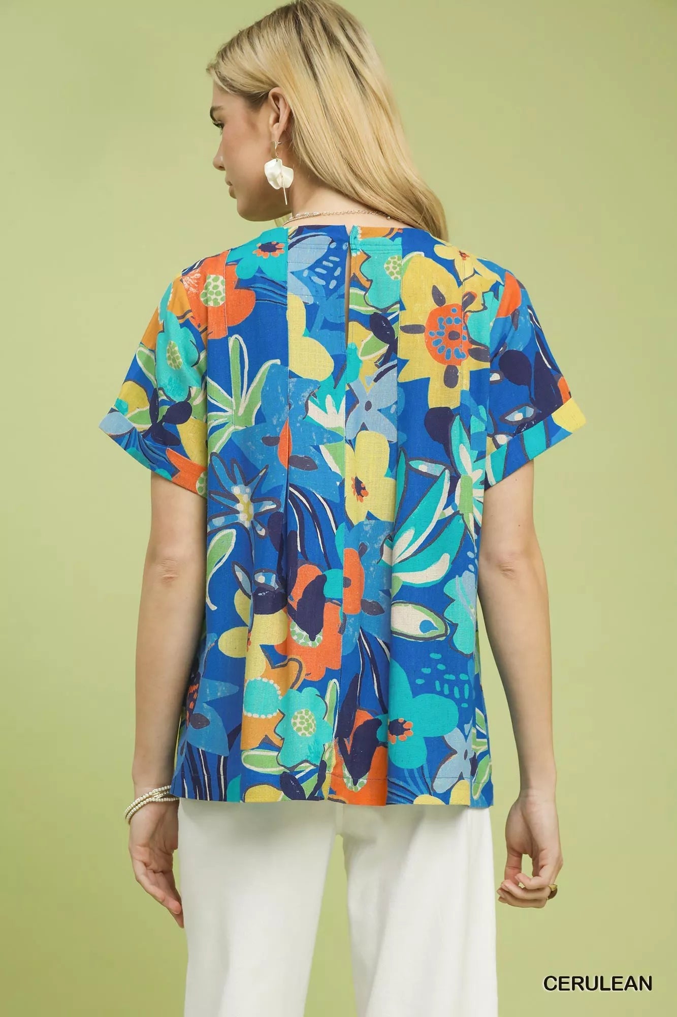 Umgee Abstract Floral Pleated Blouse - Bitsy Gypsy Boutique