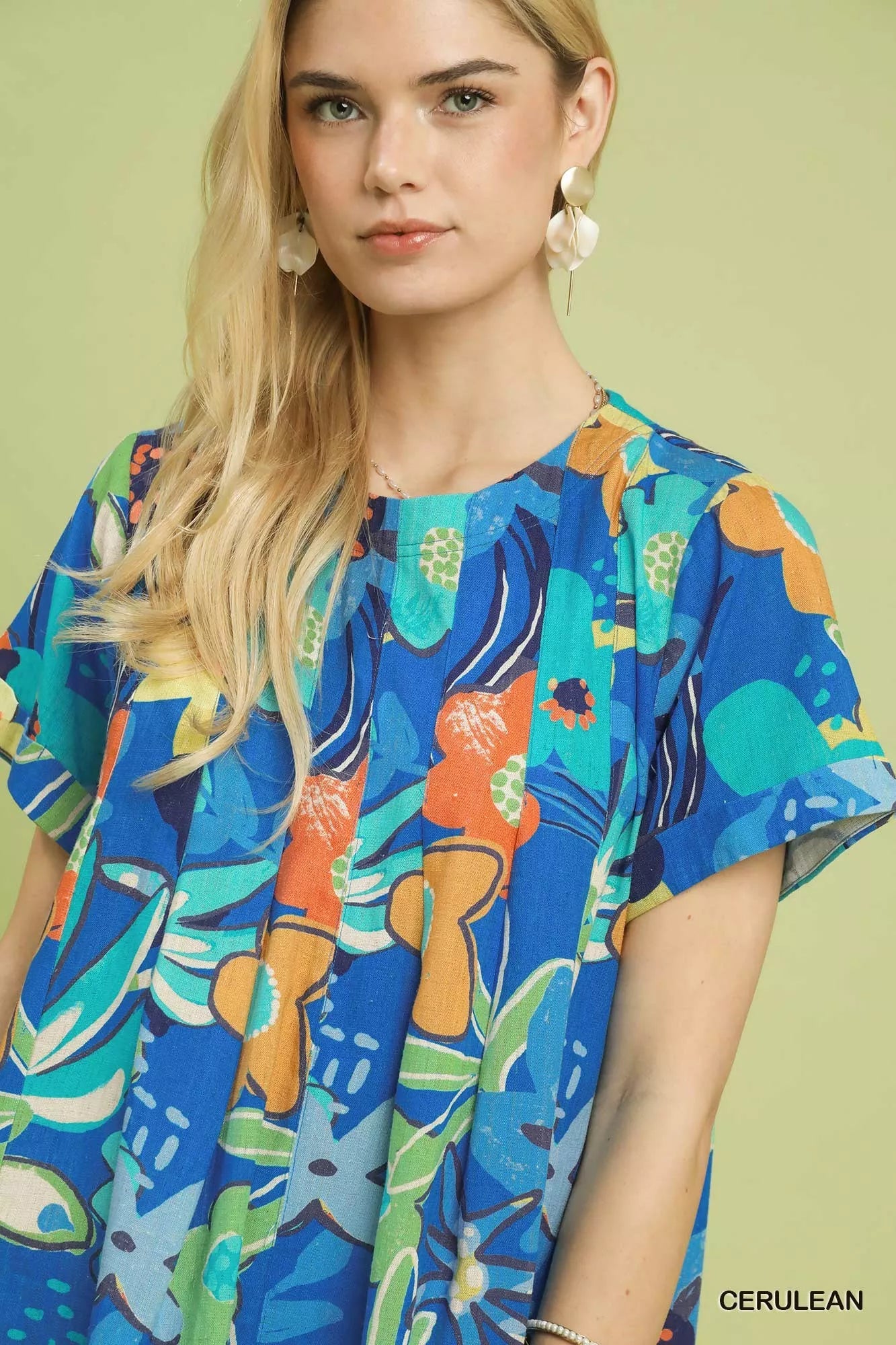 Umgee Abstract Floral Pleated Blouse - Bitsy Gypsy Boutique