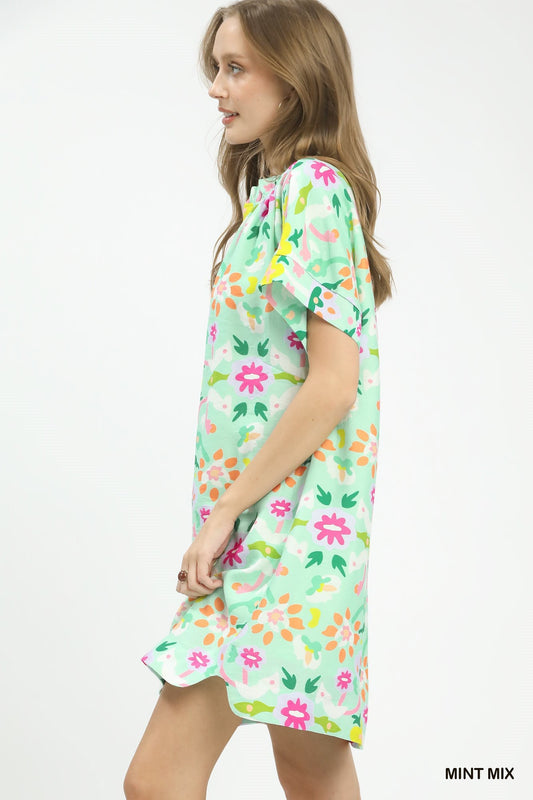 Umgee Abstract Floral Shift Dress - Bitsy Gypsy Boutique