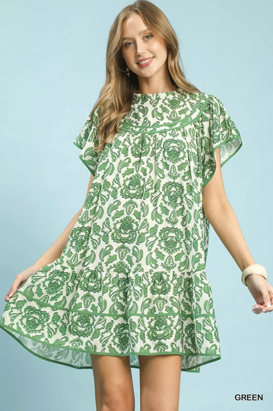 Umgee Abstract Print Babydoll Mini Dress - Bitsy Gypsy Boutique