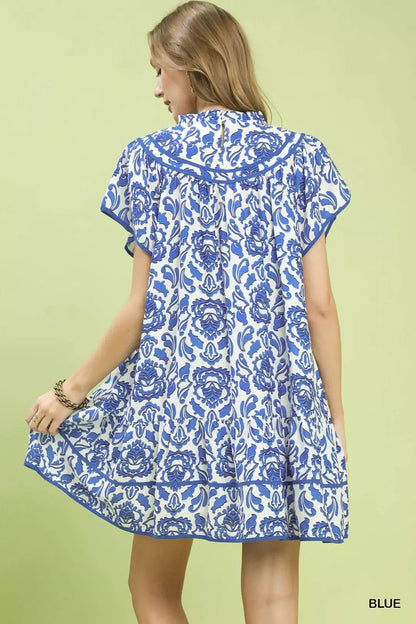 Umgee Abstract Print Babydoll Mini Dress - Bitsy Gypsy Boutique