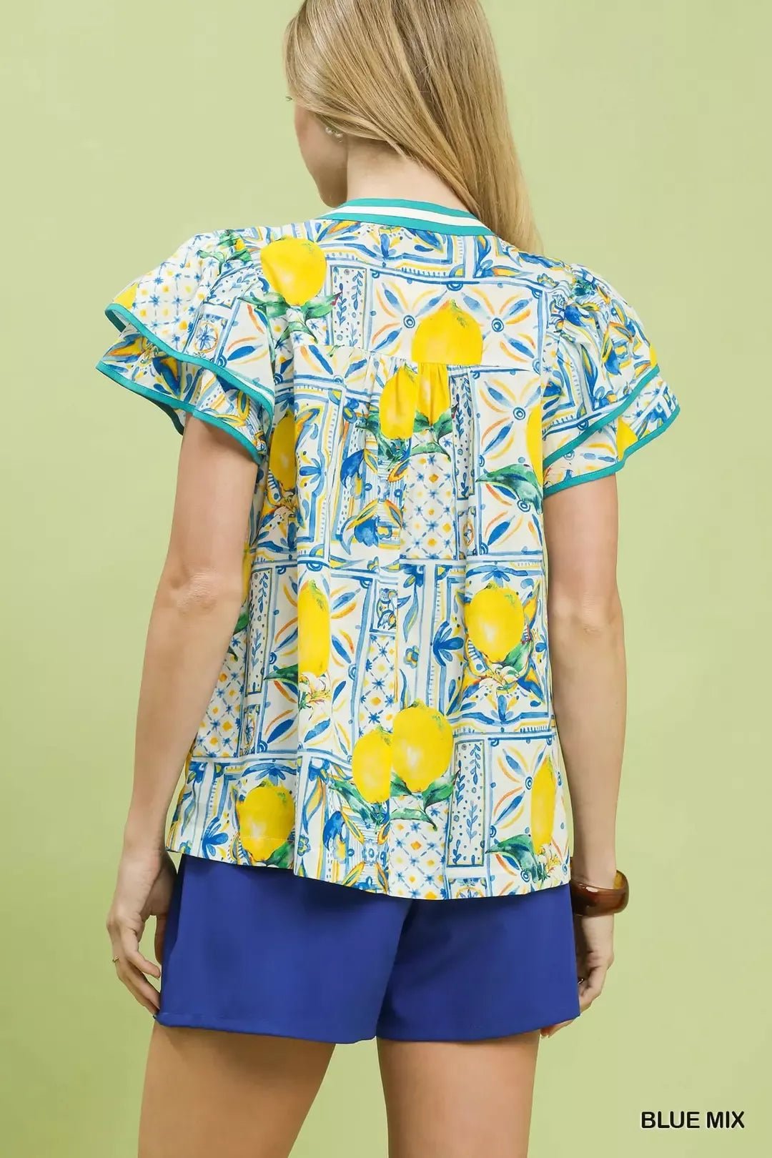 Umgee Abstract Print Flutter Sleeve Blouse - Bitsy Gypsy Boutique
