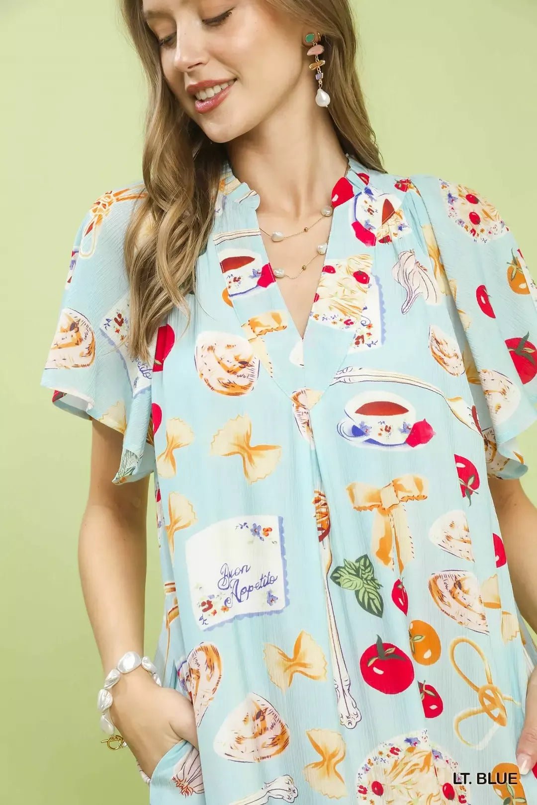 Umgee Abstract Print Flutter Sleeve Midi Dress - Bitsy Gypsy Boutique