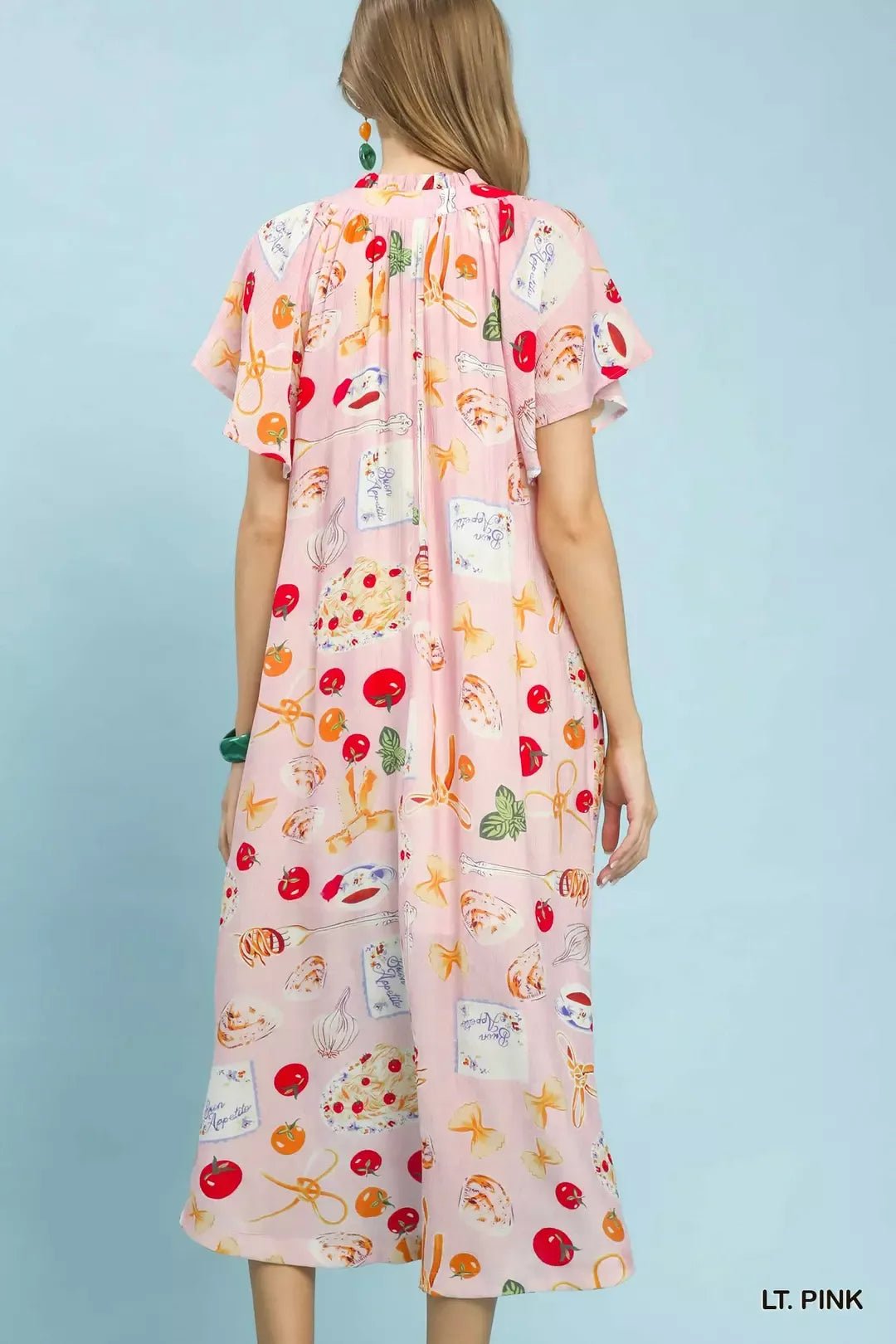 Umgee Abstract Print Flutter Sleeve Midi Dress - Bitsy Gypsy Boutique