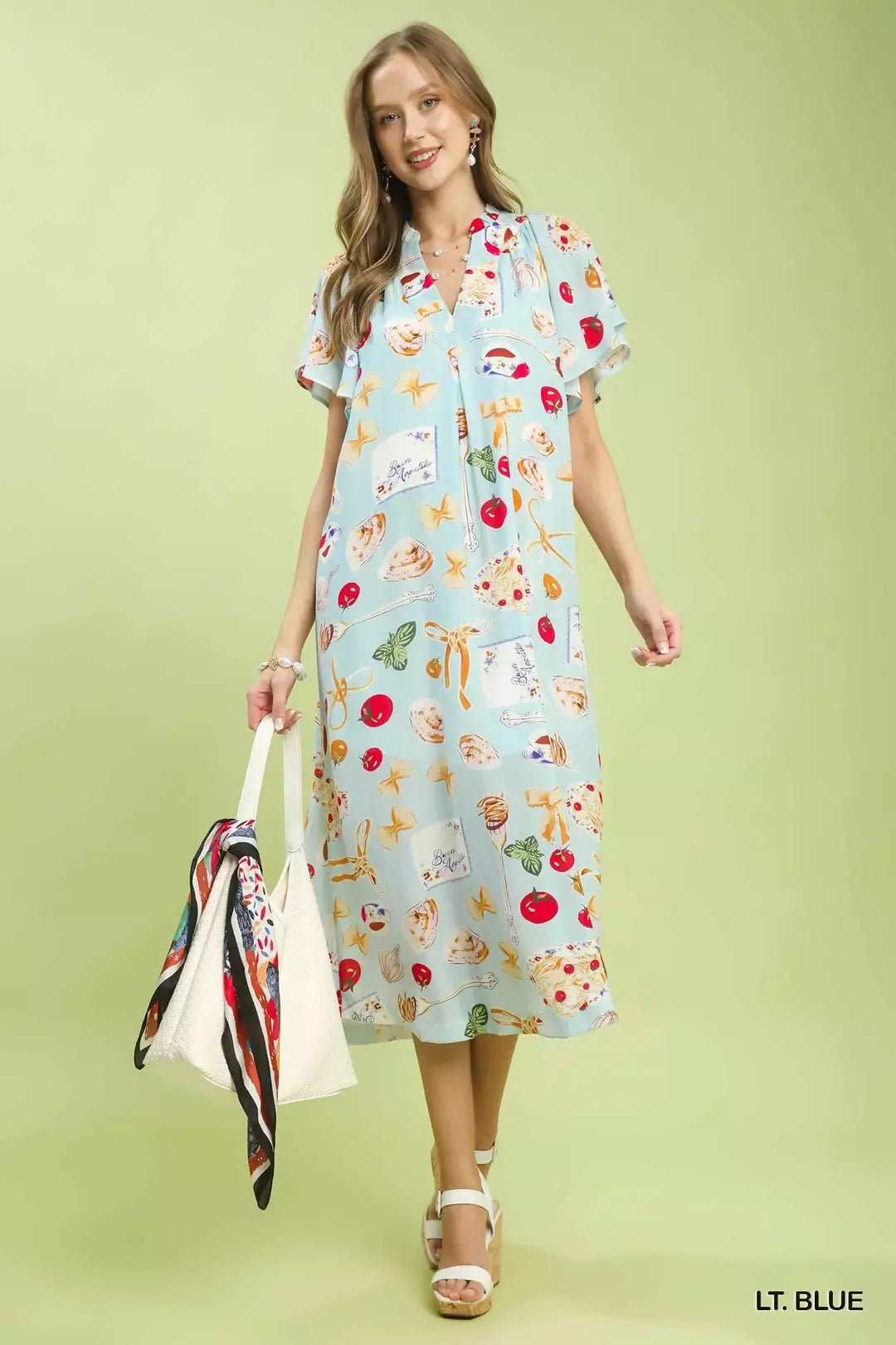 Umgee Abstract Print Flutter Sleeve Midi Dress - Bitsy Gypsy Boutique