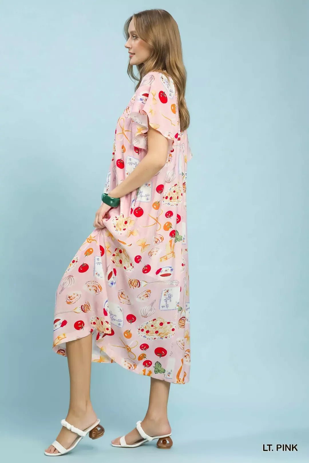 Umgee Abstract Print Flutter Sleeve Midi Dress - Bitsy Gypsy Boutique