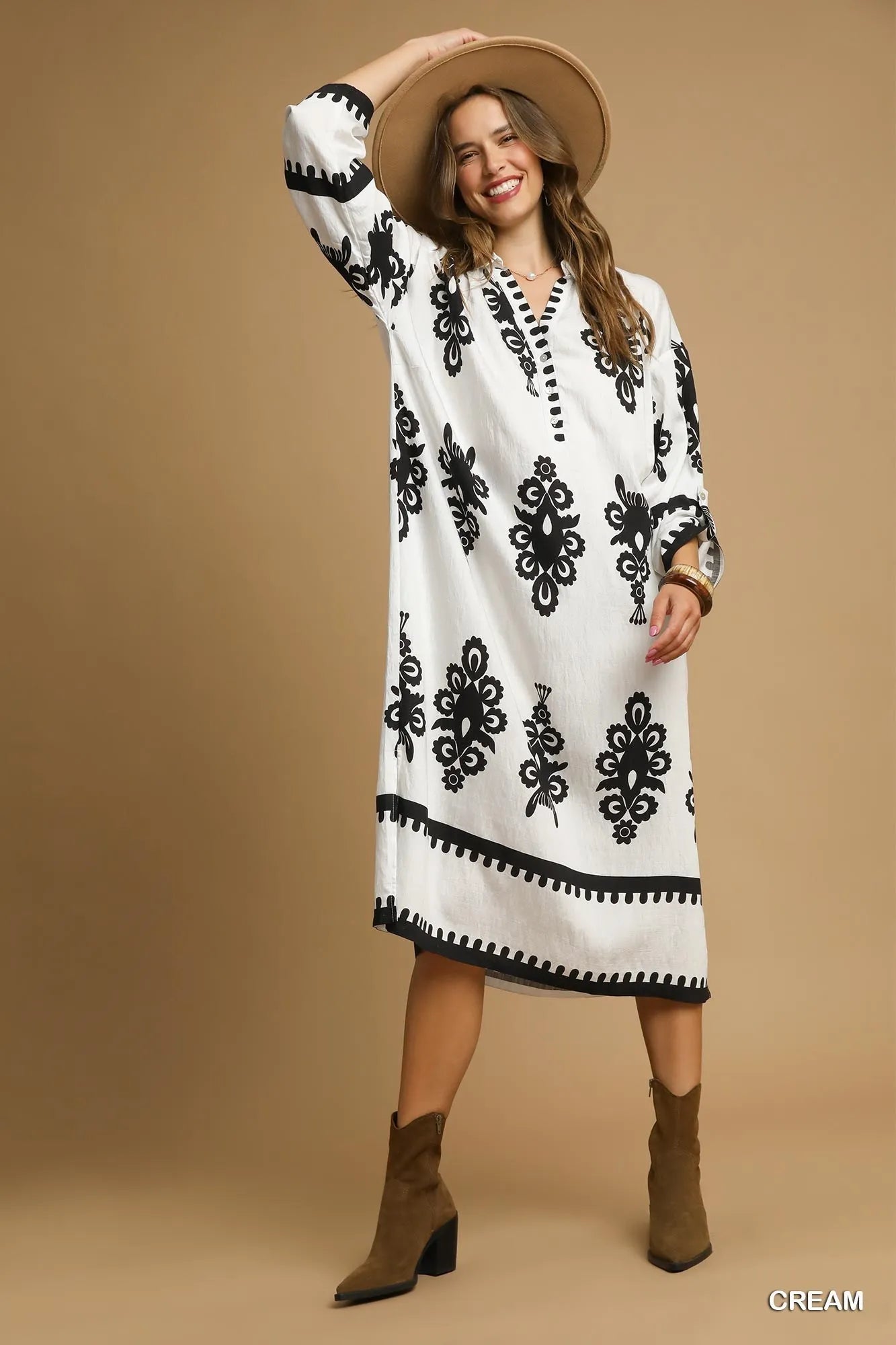 Umgee Abstract Print Midi Dress - Bitsy Gypsy Boutique