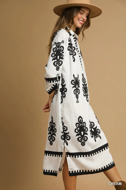 Umgee Abstract Print Midi Dress - Bitsy Gypsy Boutique