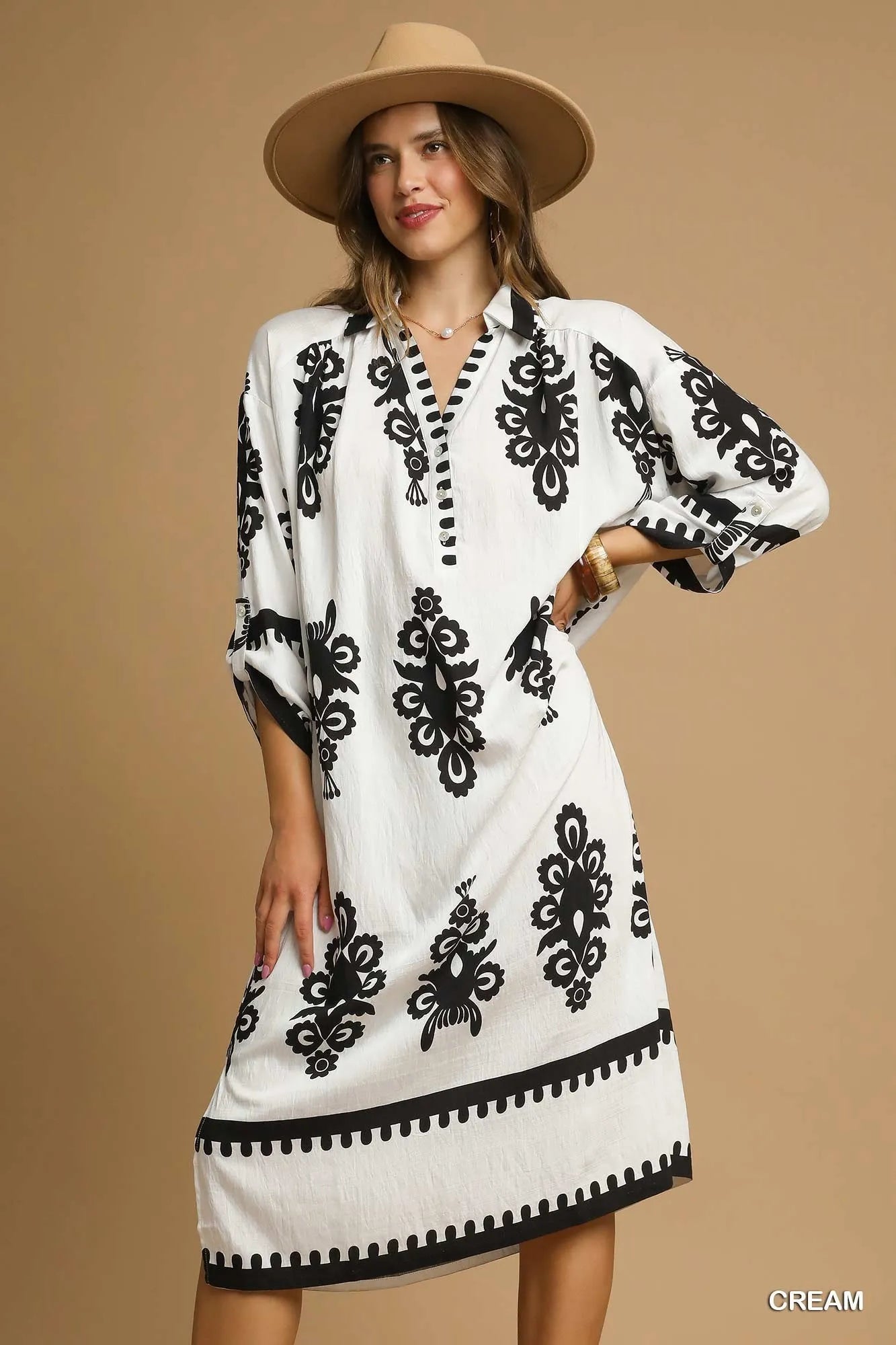 Umgee Abstract Print Midi Dress - Bitsy Gypsy Boutique