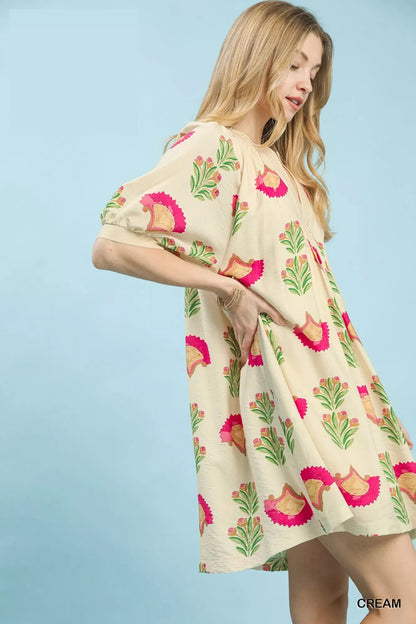 Umgee Abstract Print Mini Dress - Bitsy Gypsy Boutique