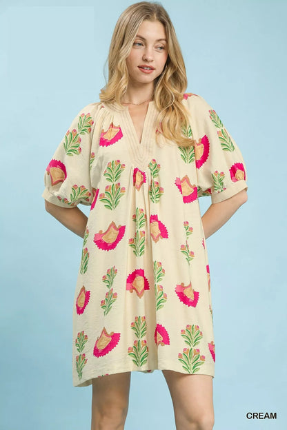 Umgee Abstract Print Mini Dress - Bitsy Gypsy Boutique