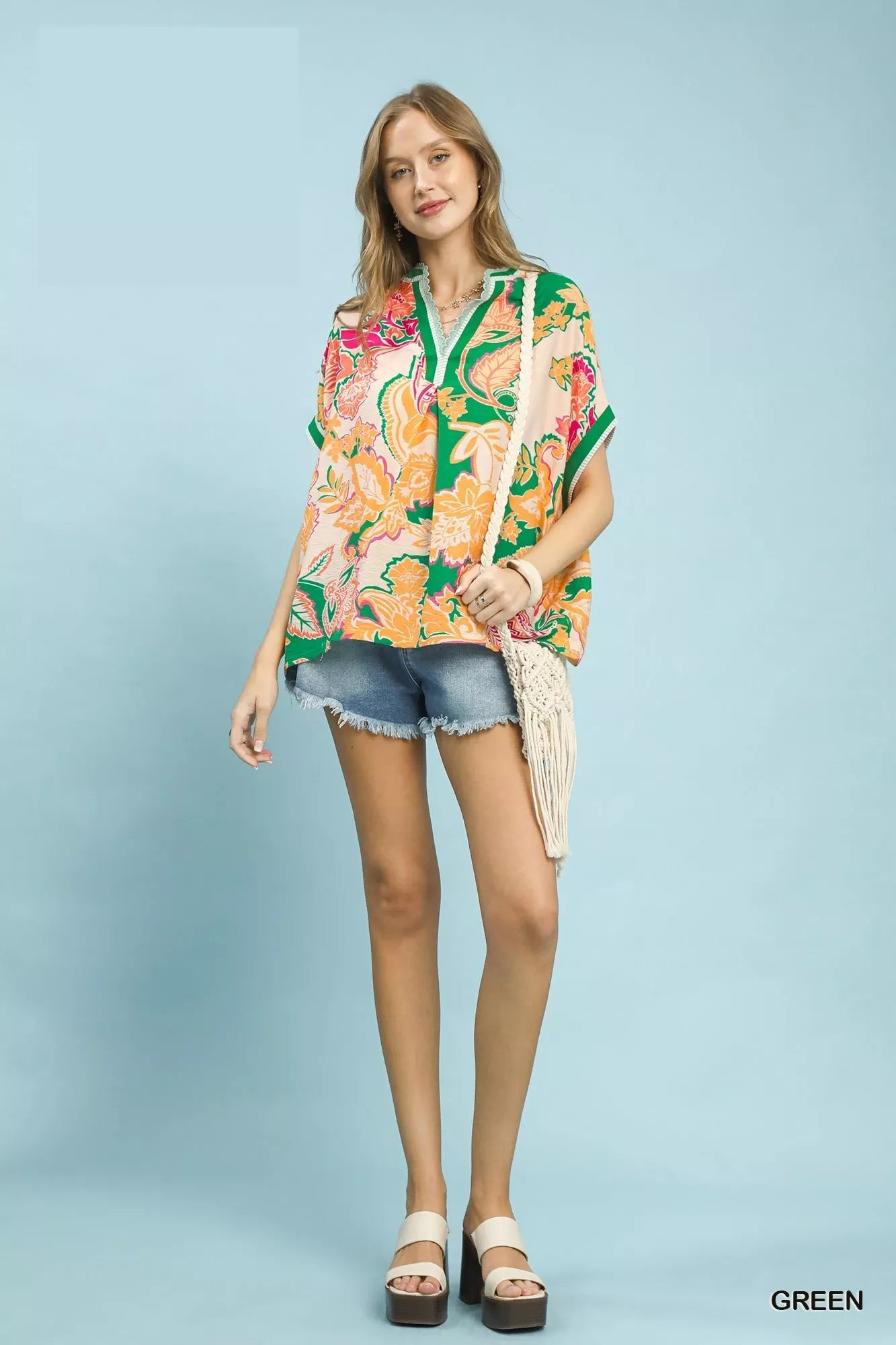 Umgee Abstract Print Oversized Top - Bitsy Gypsy Boutique