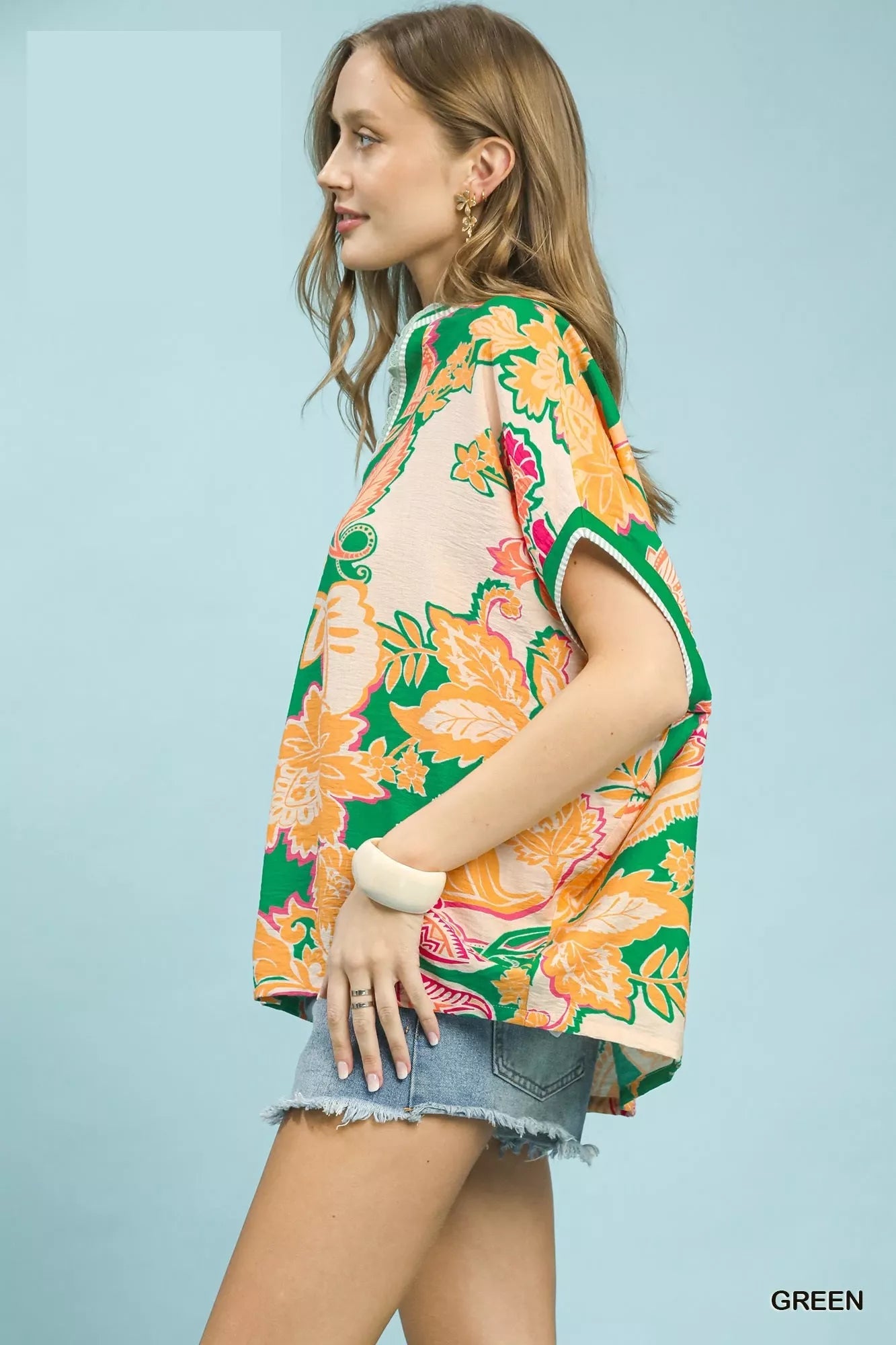 Umgee Abstract Print Oversized Top - Bitsy Gypsy Boutique
