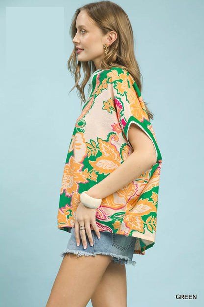 Umgee Abstract Print Oversized Top - Bitsy Gypsy Boutique