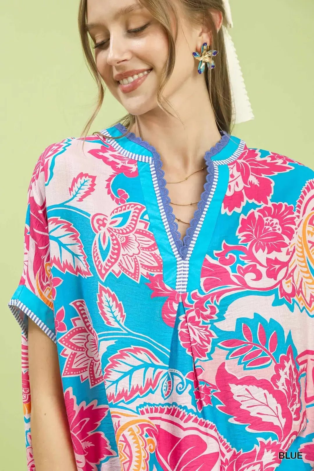 Umgee Abstract Print Oversized Top - Bitsy Gypsy Boutique
